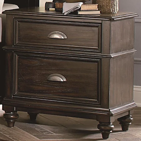 Two Drawer Nightstand w/ Pewter Accents